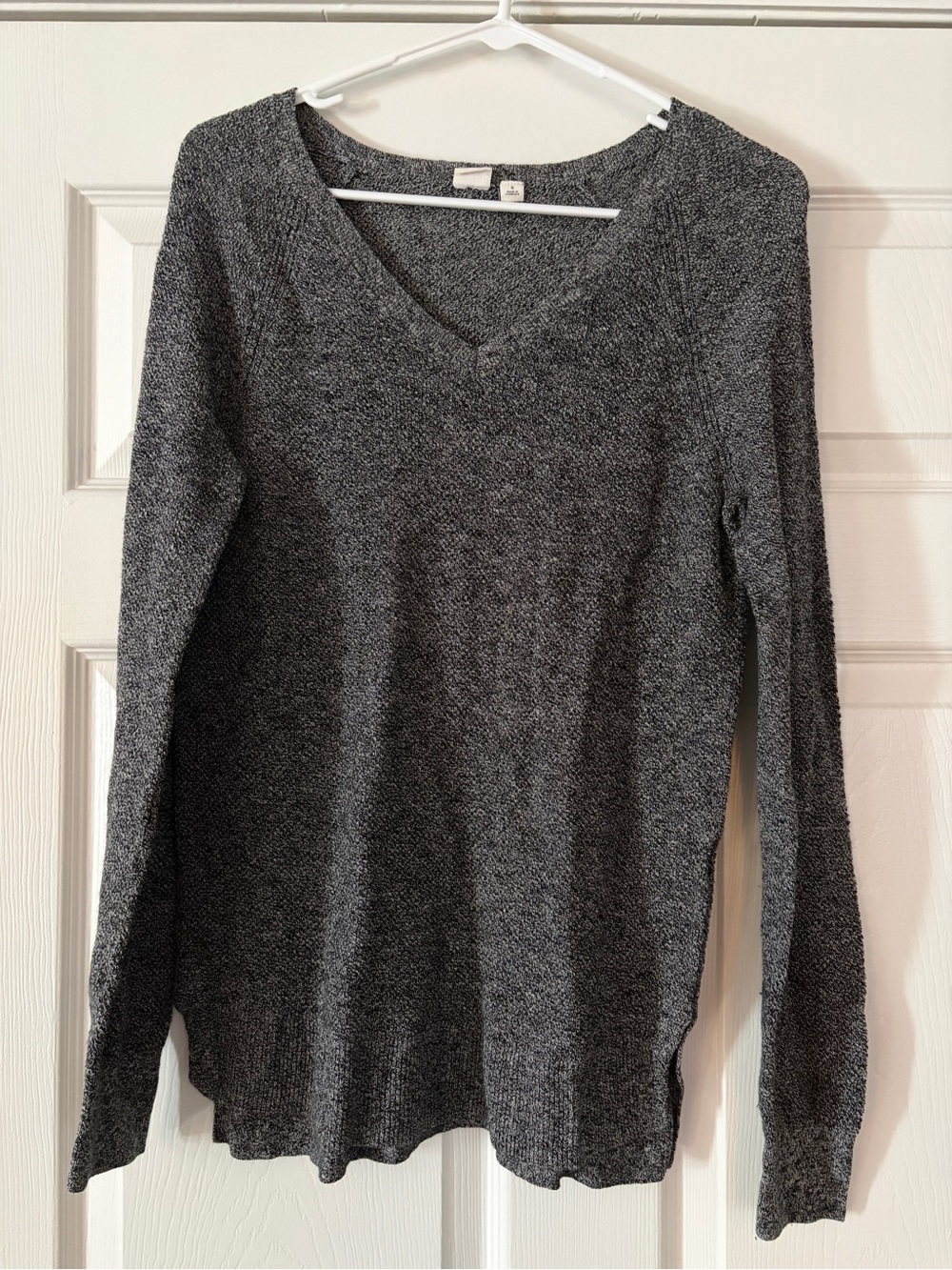 Women's Black and White V-Neck Sweater